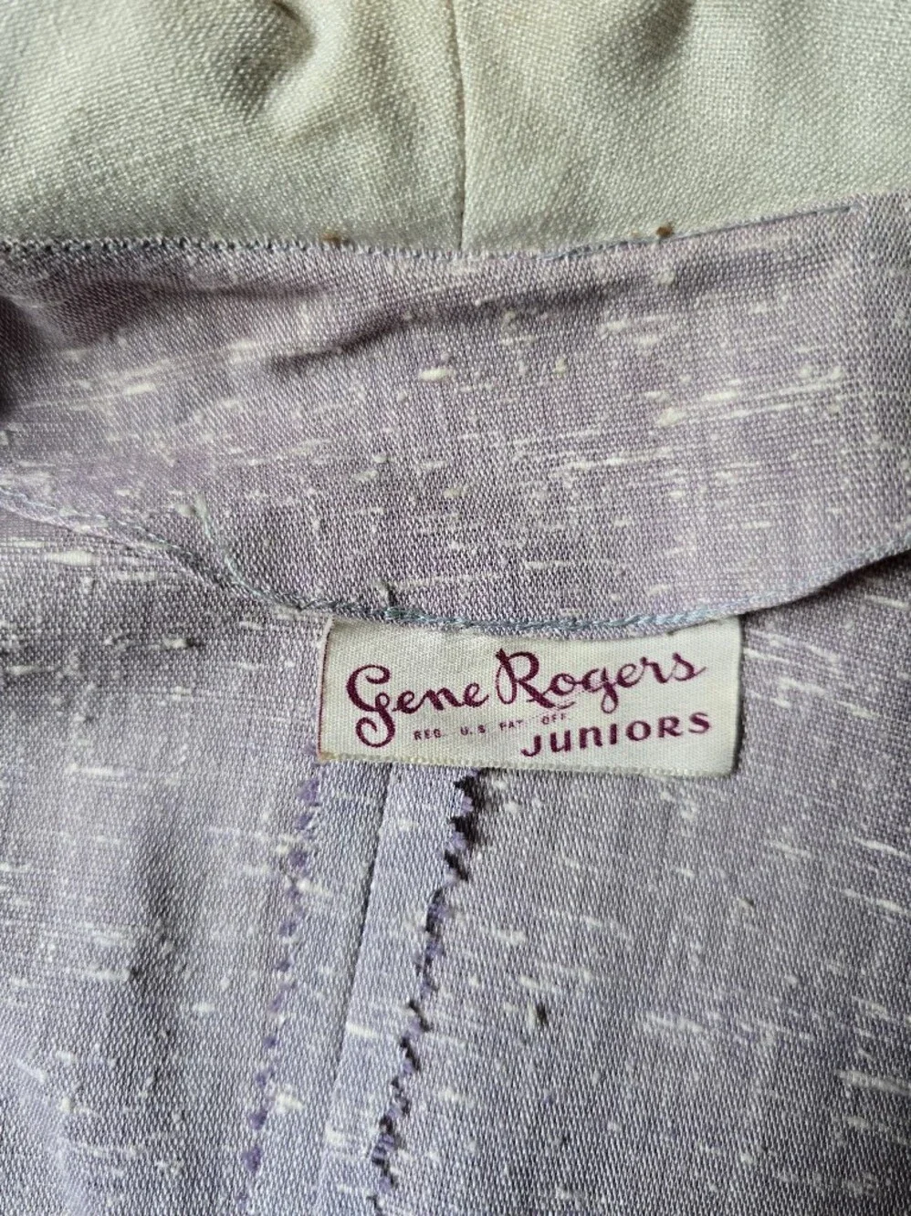 Vintage 40s or 50s Retro Linen Texture Suit Jacket Grey Lilac XXS